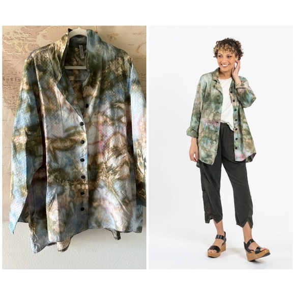 CYNTHIA ASHBY Jackets & Blazers - CYNTHIA ASHBY Tie Dye Shirt Jacket Size Large Oversized (Plus Sized)